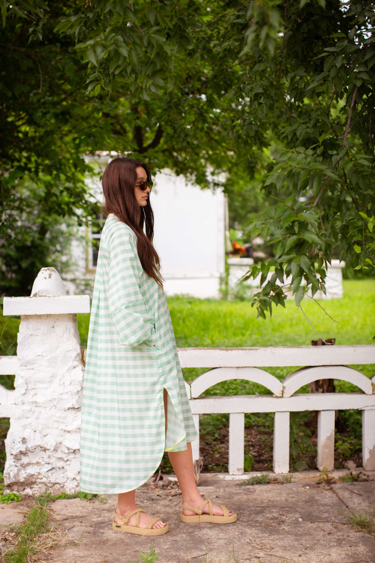 Midi Dress // Au Paradis Seafoam Gingham Sissy Light Midi Dress // Au Paradis Seafoam Gingham Sissy Light