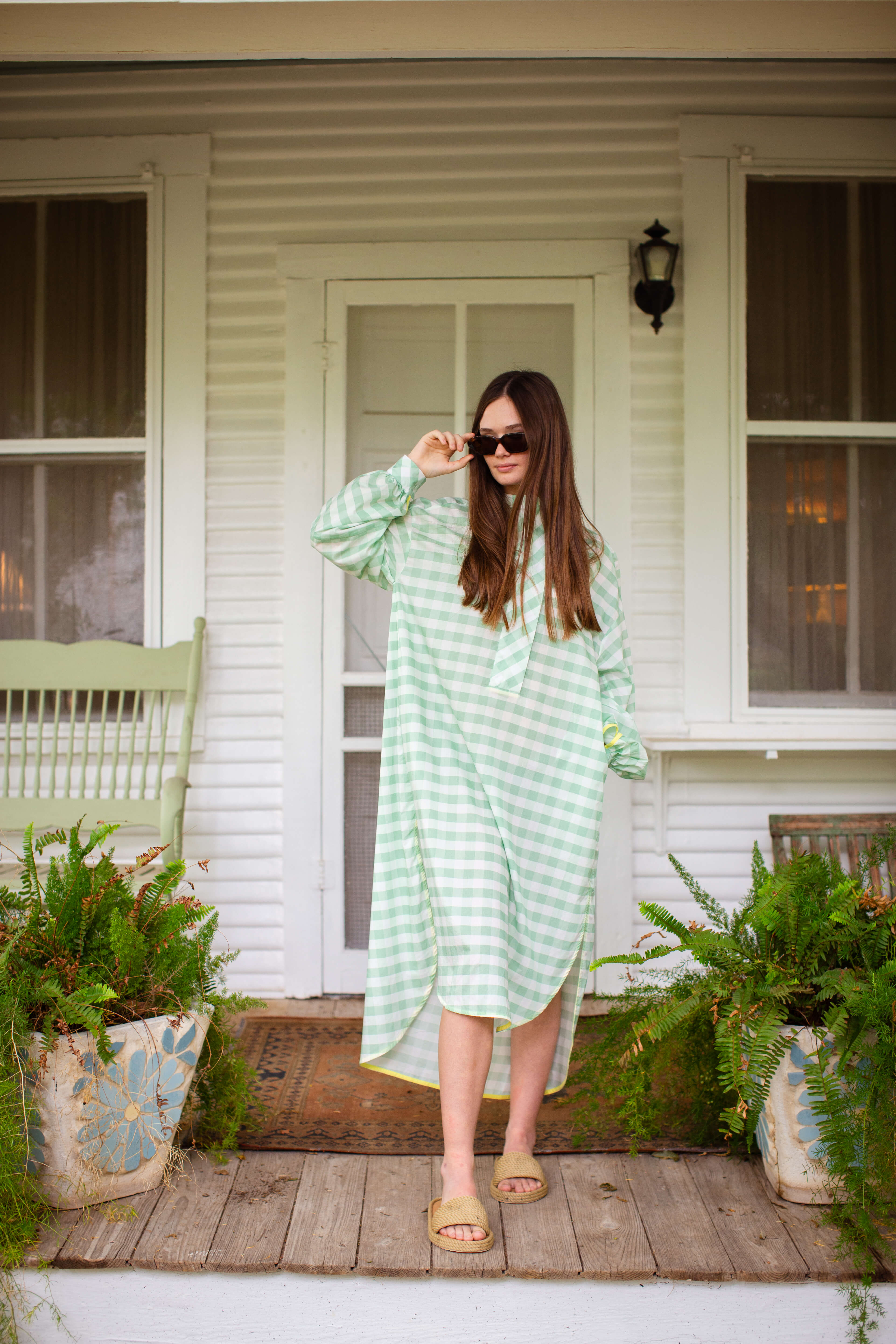Midi Dress // Au Paradis Seafoam Gingham – Sissy Light