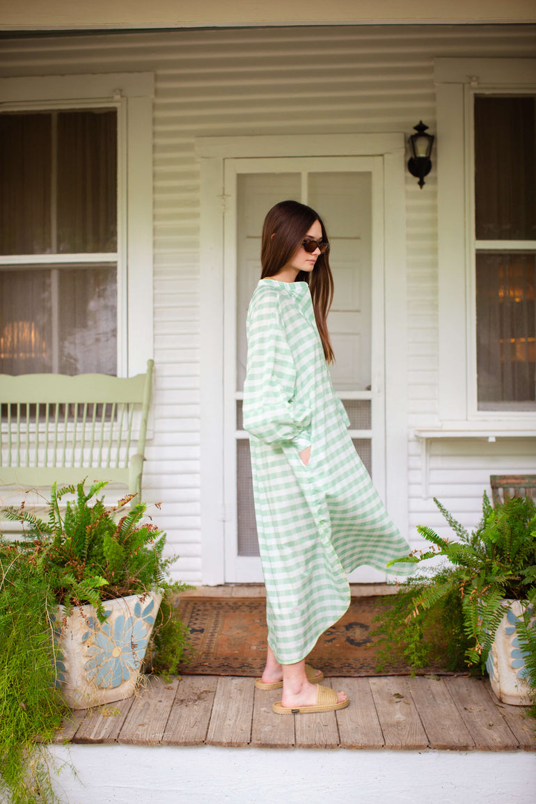 Midi Dress // Au Paradis Seafoam Gingham Sissy Light Midi Dress // Au Paradis Seafoam Gingham Sissy Light